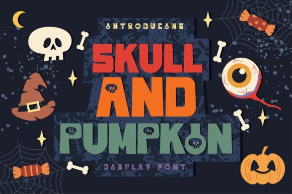 Skull and Pumpkin: A Cute Halloween Display Font